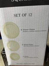 12 Piece Market Square Melamine Dinnerware Set Dishwasher Safe