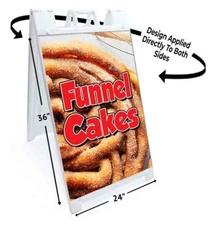 FUNNEL CAKES Signicade 24x36 Aframe Sidewalk Sign Banner Decal FRIED DOUGH