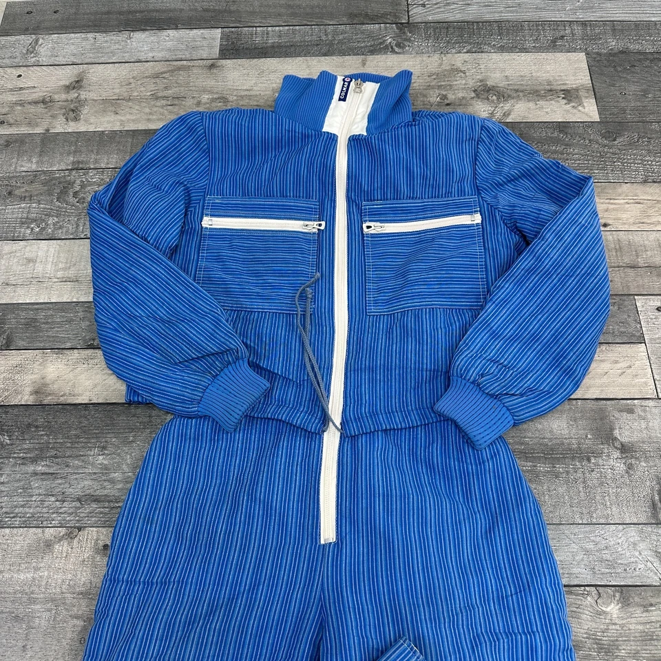 Vintage Colmar One Piece Ski Suit 90s Retro Winter Snow Striped Blue Womens XS - Image 3 of 4