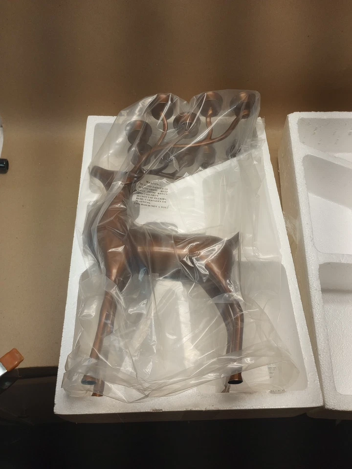 Copper Reindeer Candelabra Candle Holder Holiday Christmas 19" Made In India - Image 2 of 4