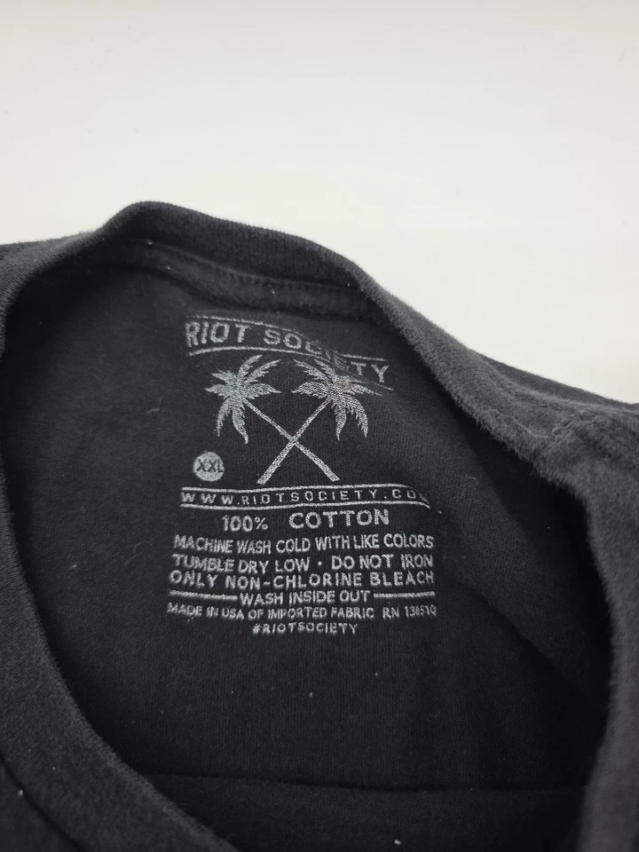 Riot Society Long Sleeve T-Shirt Men 2XL Black Logo Embroidered ..#37796 - Image 4 of 4