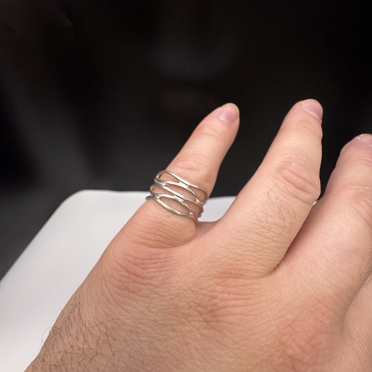 Sterling Silver 925 LA Marked Band Sz 7.5 Unique Design 2.4g View 2