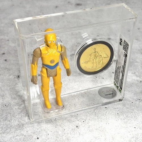 Vintage Star Wars Droids Cartoon C-3PO w Coin Graded CAS 90 Not AFA Kenner 1985