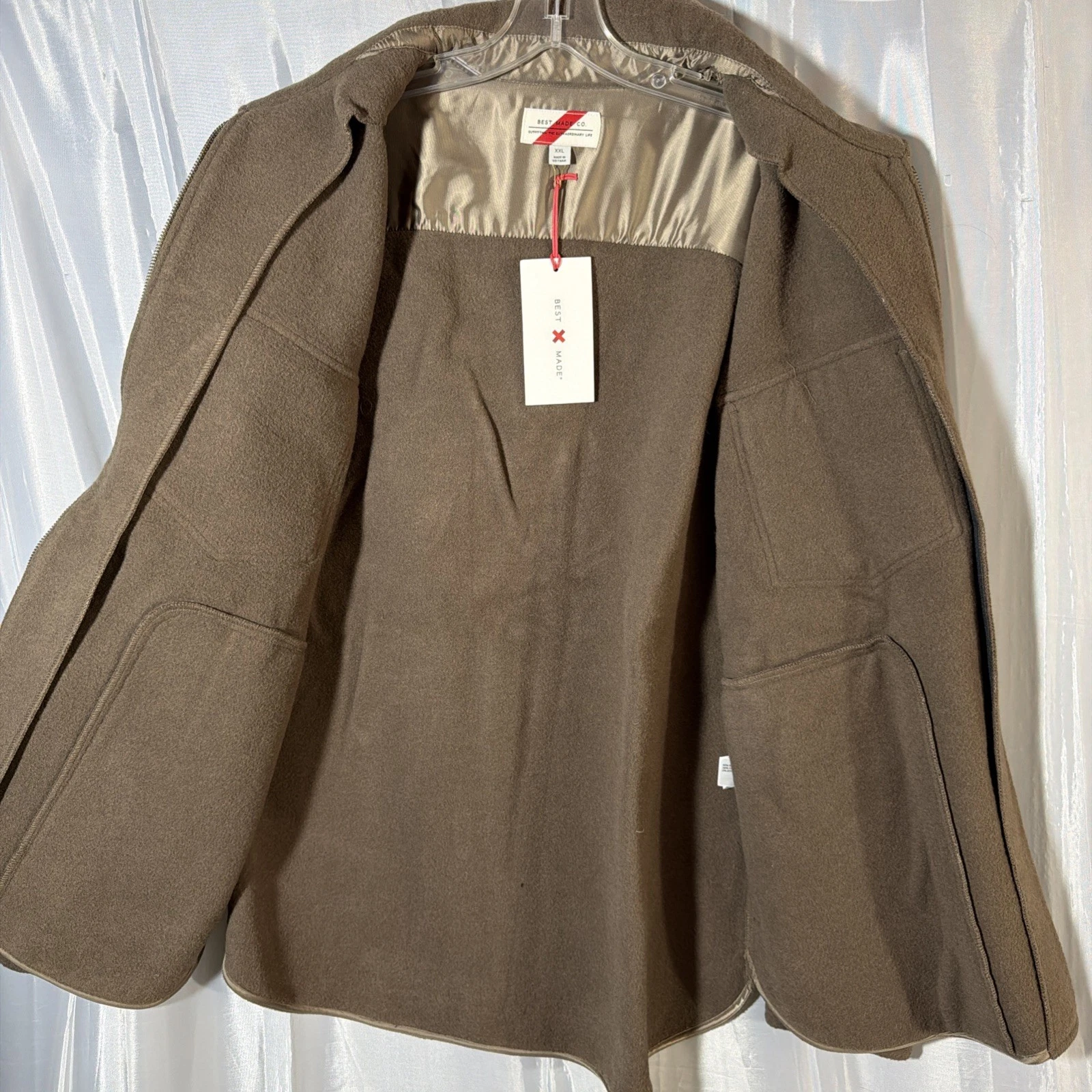 RARE Best Made Co. Borwn Wool Flannel Overshirt Men's 2XL/XXL Zip Shacket B2181 - product detail image 4