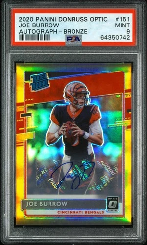 2020 Panini Donruss Optic Joe Burrow Rated Rookie Bronze Prizm Auto - PSA 9 - RC