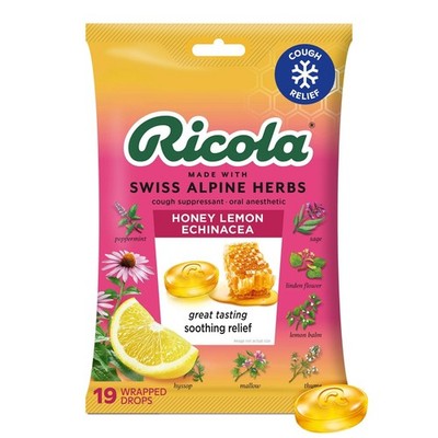 Ricola Honey Lemon Echinacea Cough Drops Sore Throat Relief 19ct