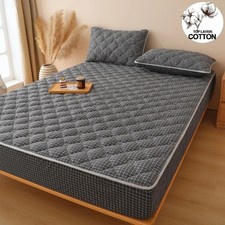 Premium Plaid Style Mattress Protector - Mattress Cover Quilted- Antimicrobial,