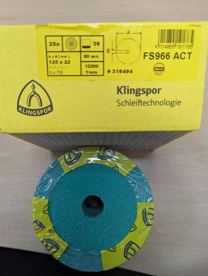 Klingspor FS966 ACT Disc 125mm 36g 316494 box of 25
