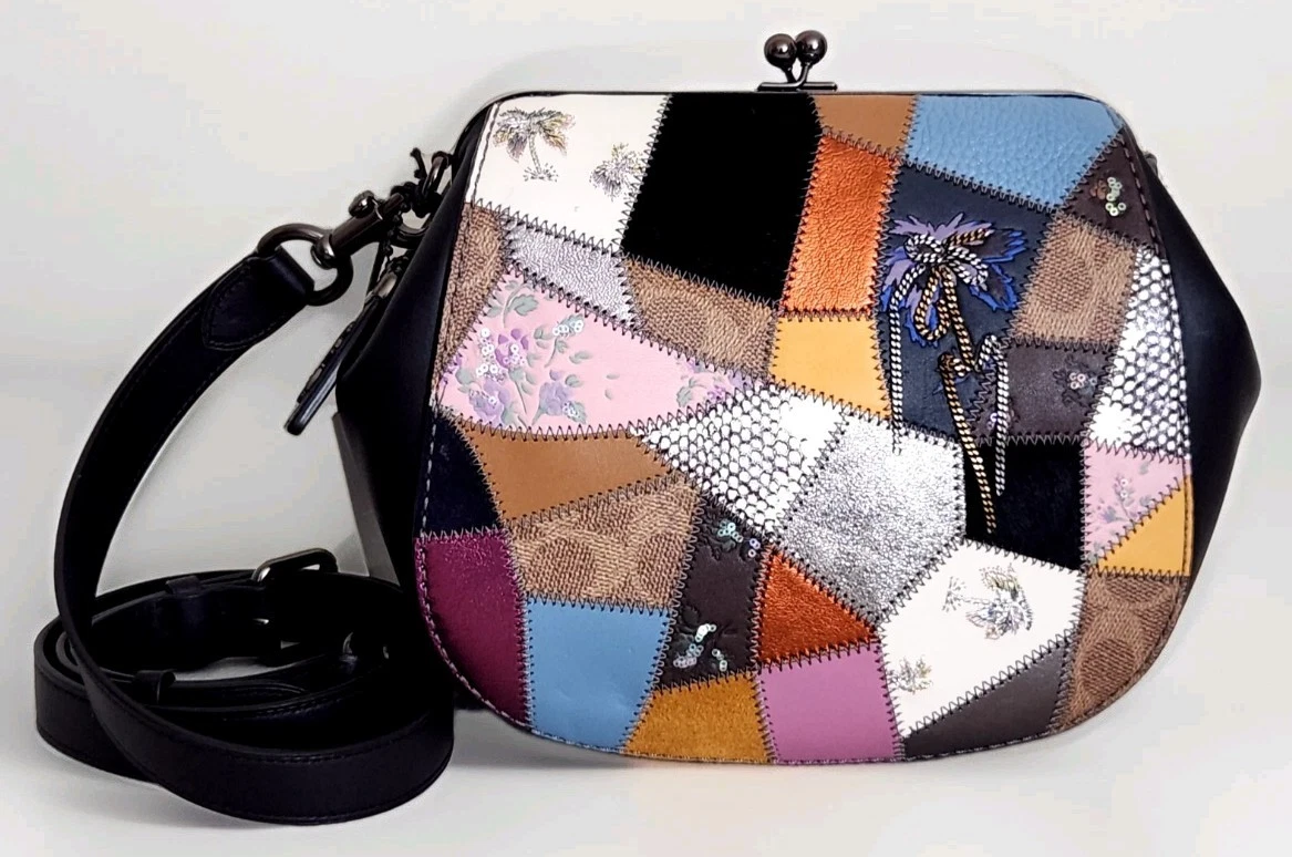 ?BORSA A TRACOLLA COACH FRAME SIGNATURE PELLE PATCHWORK MULTICOLORE SELLA?NUOVA CON ETICHETTE
