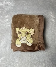 Disney Lion King Brown Baby Blanket Simba Cub Applique Plush Fleece Lovey 30x40"