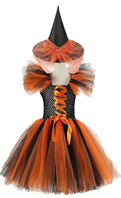 Halloween Tutu Dress for Girls with Witch Hat Handmade Witch Dress Up Dresses...