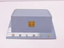 Vintage Blue & Gold Bulova Watch Case Hinged Plastic Velvet Lined 5th Avenue