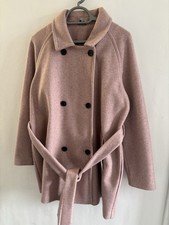 Dusty Pink Next Double Breasted Pea Coat With Belt Uk Size 20