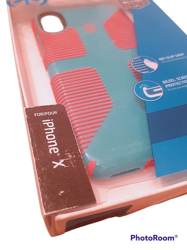 SPECK CANDYSHELL Grip Phone CASE for iPhone X Caribbean Blue/Bubblegum Pink NEW - Picture 2 of 3