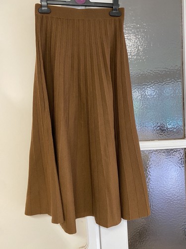 L Pure Merino Wool Elastic Waist Midi Pleated Lily Silk Womens Skirt RRP: £125 - 第 1/5 張圖片