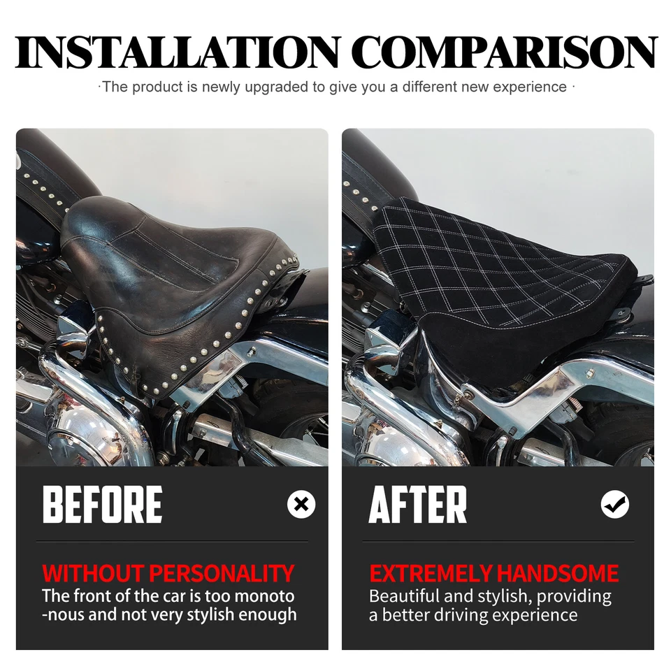 Asiento conductor solo costura blanca para Harley Deluxe Heritage Softail FLSTC 06-17 Foto 3 de 4