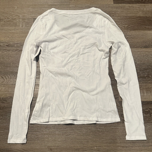 No Boundaries Scoop Neck Everyday Long Sleeve Shirt Vivid White Small 4-6 - Picture 3 of 3
