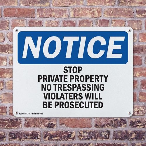 (2 Pack) Stop Private Property No Trespassing Violators OSHA Notice Sign Decal - Bild 4 von 22