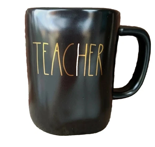 RAE DUNN by Magenta Artisan Collection "TEACHER"gift  Black Coffee Mug