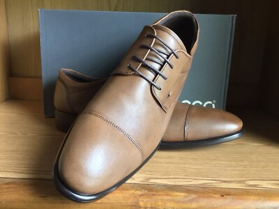 Ecco City Tray Oxford Cap Toe Shoe Men Amber Brown Size 13 EU