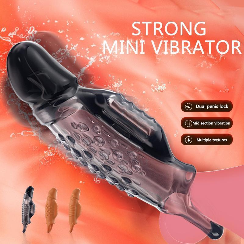 penis extender vibrator Reusable Condom Vibrating Penis Extender Sleeve Cock Dick Ring Enlarger  Enhancer