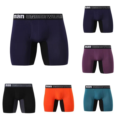 Comfortable Middle Waist Boxer Briefs Underwear Long Leg Trunks Orange L - Picture 7 of 24