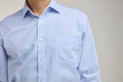 Double Two Herren Birds Eye Weave Langarmshirt GS4231) Größe 15 -23, 2 Farben