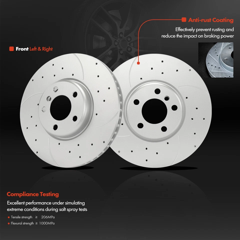 Rotor de freno delantero perforado y pastilla de freno de cerámica para BMW 528i 535i GT 550i 740Li Foto 4 de 4