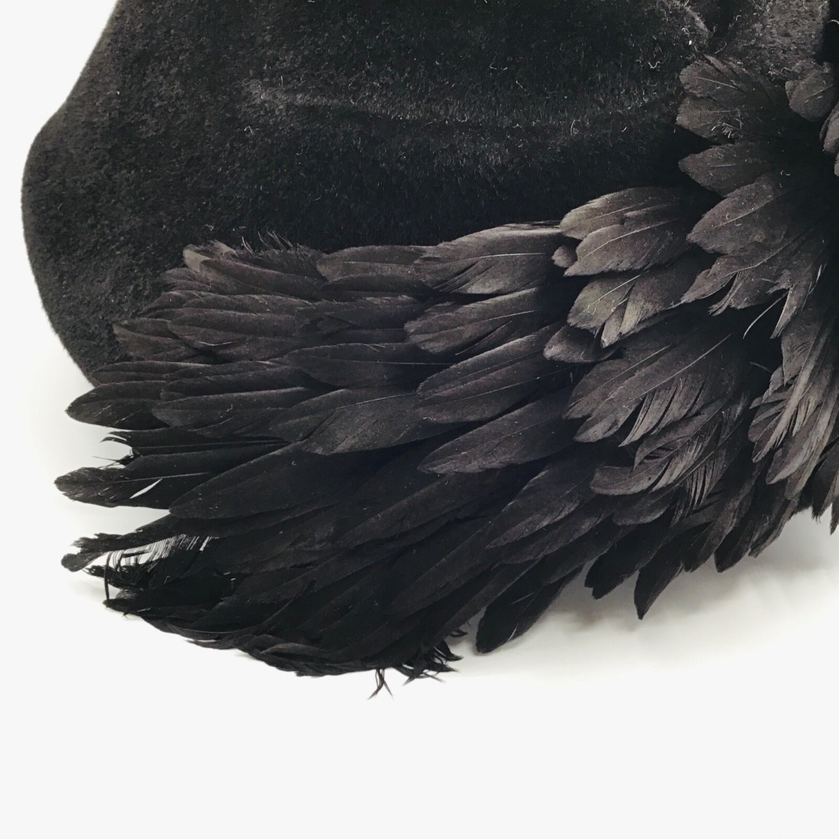 VTG Veeda Louisa Feather Hat Flapper Black Bird Cap Bucket  display picture 2