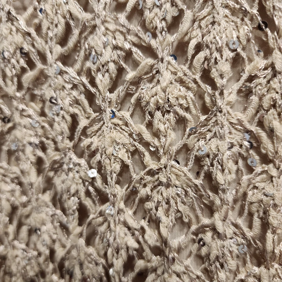 Suéter tejido en capas de lentejuelas de ganchillo tostado Top vacaciones glamour hada S Y2K Foto 4 de 4