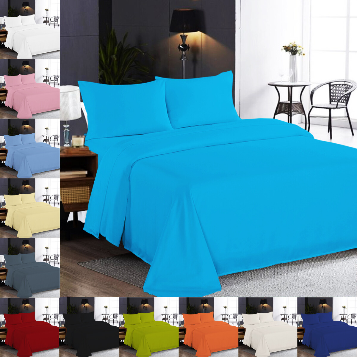 100 Poly Cotton Full Flat Sheet Bed Sheets Single Double King Size