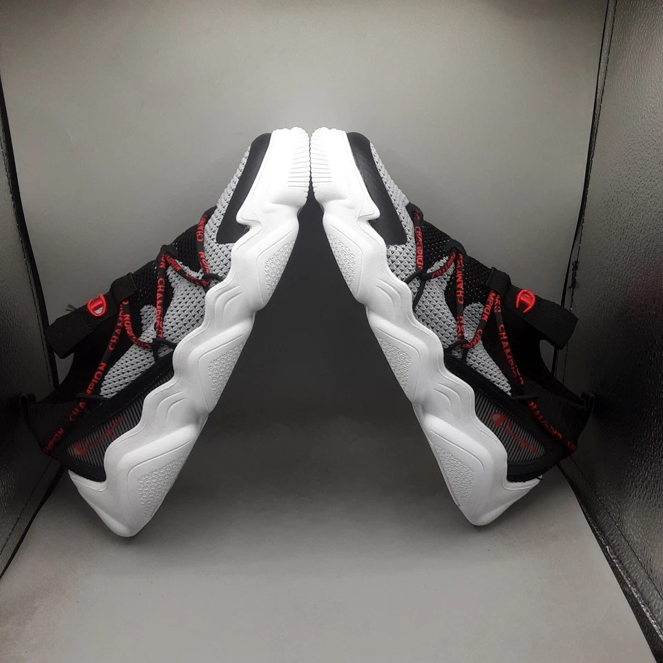 Zapatillas Champion Meloso Flux para niños 7 jóvenes grandes negras concreto rojo. D310 Foto 4 de 4