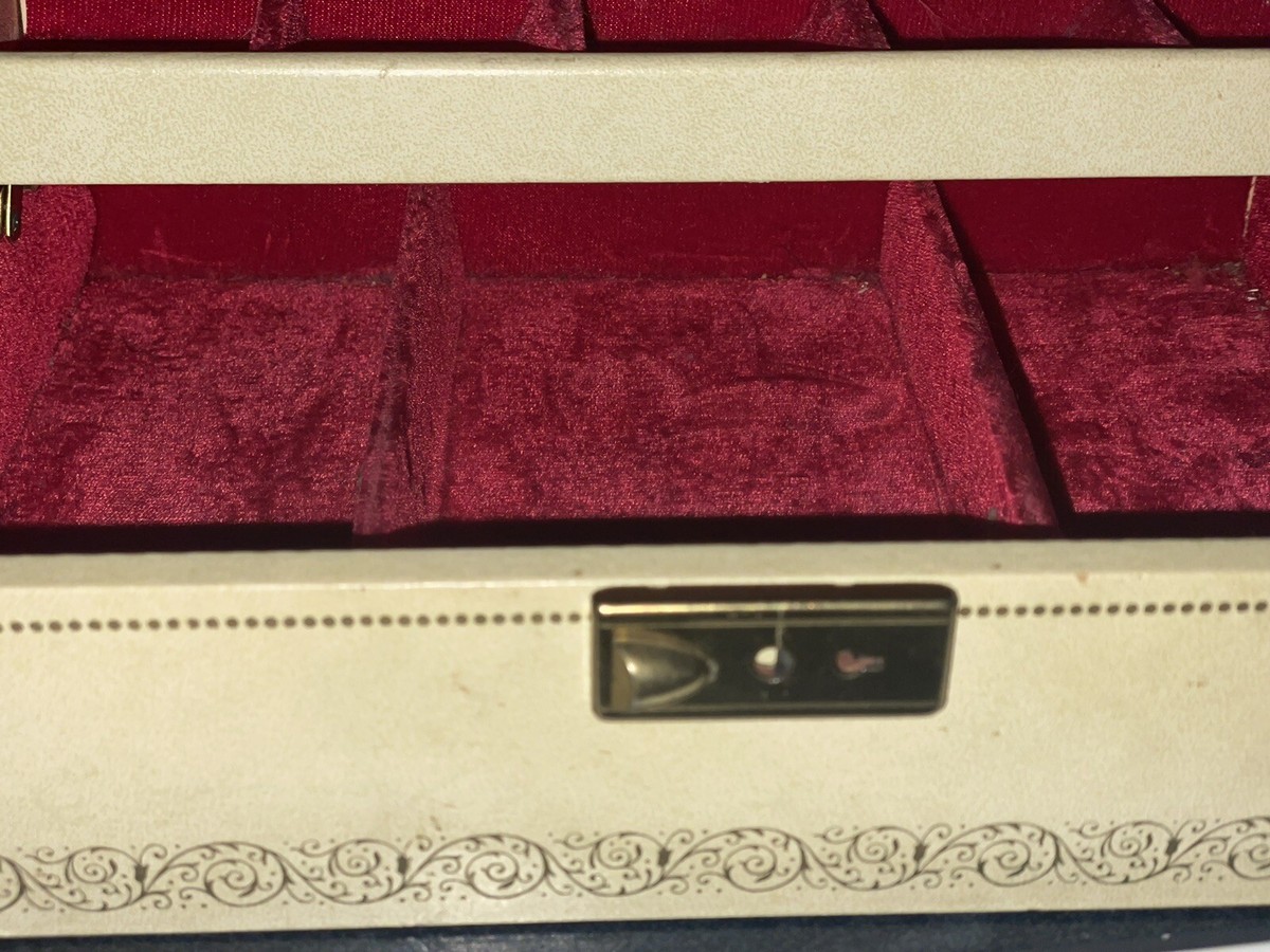 Vintage 1950s Mele Jewelry Box Cream with Red Interior, No Key | eBay