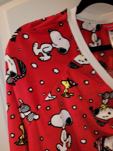 Peanuts Women's Fleece Pajama SET Snoopy Woodstock Snow Winter size XL - Picture 5 of 24