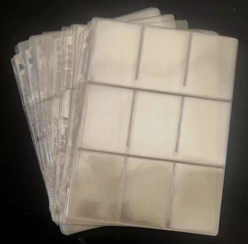 (Lot X250) 9 Card Binder Pages For Sports Cards Mixed Brands Used VG Condition