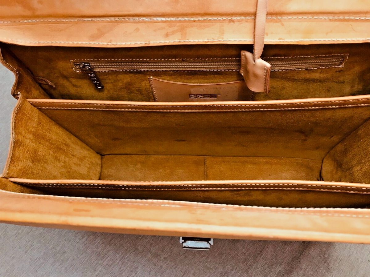 ORIGINAL BREE Tan Heavy Leather Briefcase Lawyer - Doctor Bag 