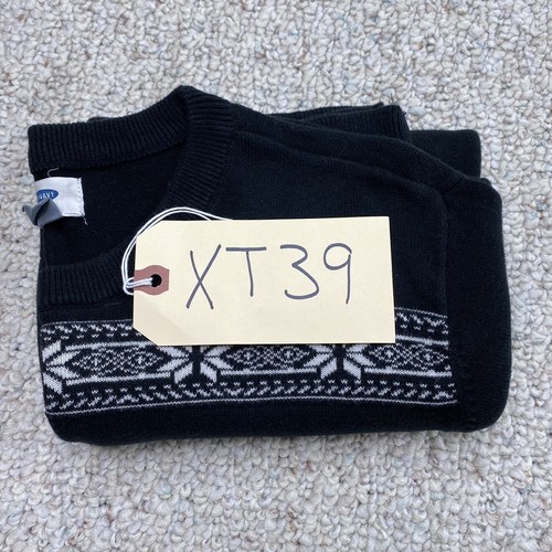 Old Navy Boys Pullover Sweater sz XL Black Fair Isle Xmas Tight Knit Lightweight - Picture 8 of 12