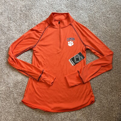 Womens Size Medium Colosseum Clemson Tigers 1/4 Zip Orange NCAA