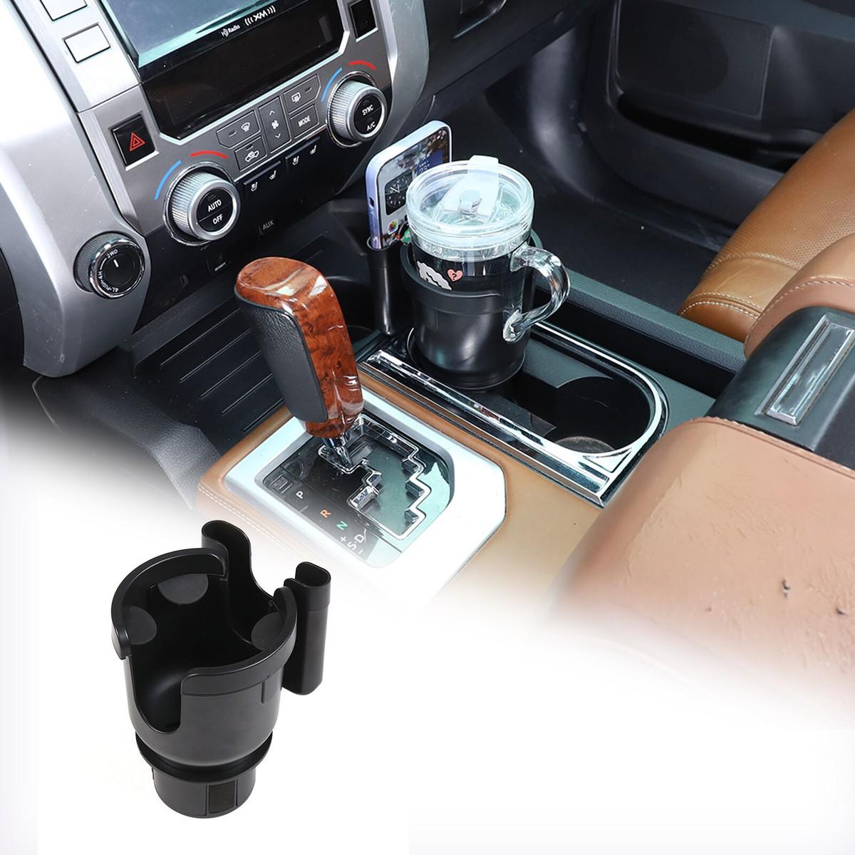 2 In1 Car Center Control Rotating Cup Holder W Phone Box For