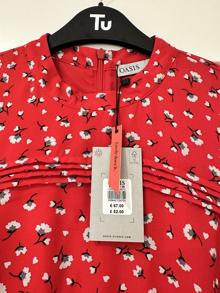 🌹Oasis Red Midi Dress Size 10 BNWT RRP £52🌹 eBay