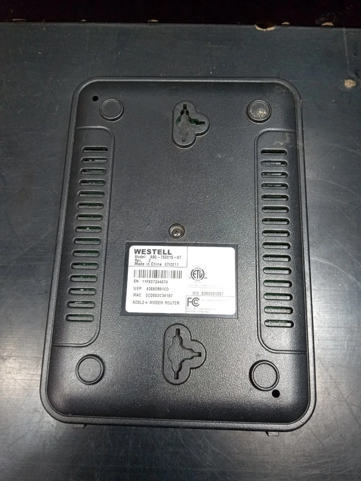 Verizon Westell Model A90-750015-07 ADSL2 Wireless Gateway Modem Router Untested - Image 3 of 4
