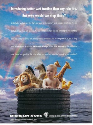 1996 Michelin X-One Tires Better Wet Traction Rain Tire Vintage Print Ad/Poster