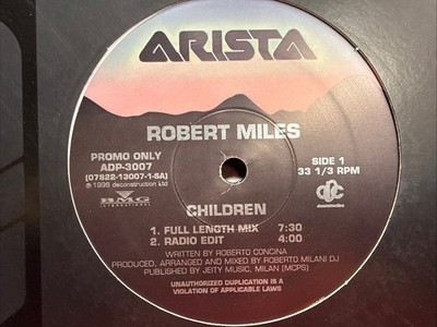 ROBERT MILES CHILDREN 12'' 1996 ARISTA 13007 TRANCE DJ PROMO UNPLAYED NM