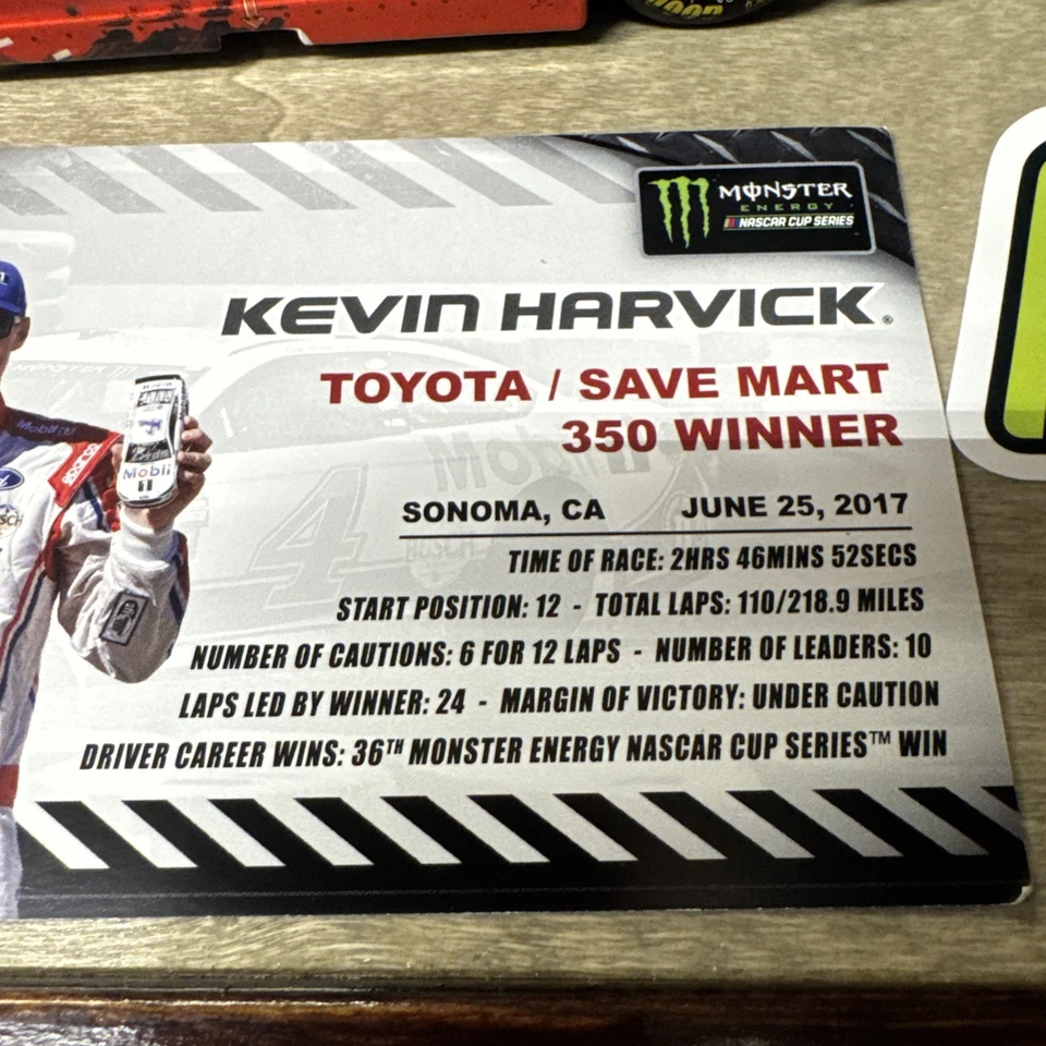 Kevin Harvick #4 Autograph! MOBIL 1 SONOMA WIN 2017 1/24 Nascar Diecast - Image 3 of 4