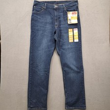 NEW Wrangler Five Star Premium Denim Relaxed Fit Men Jeans 38x34 Blue 4 Way Flex