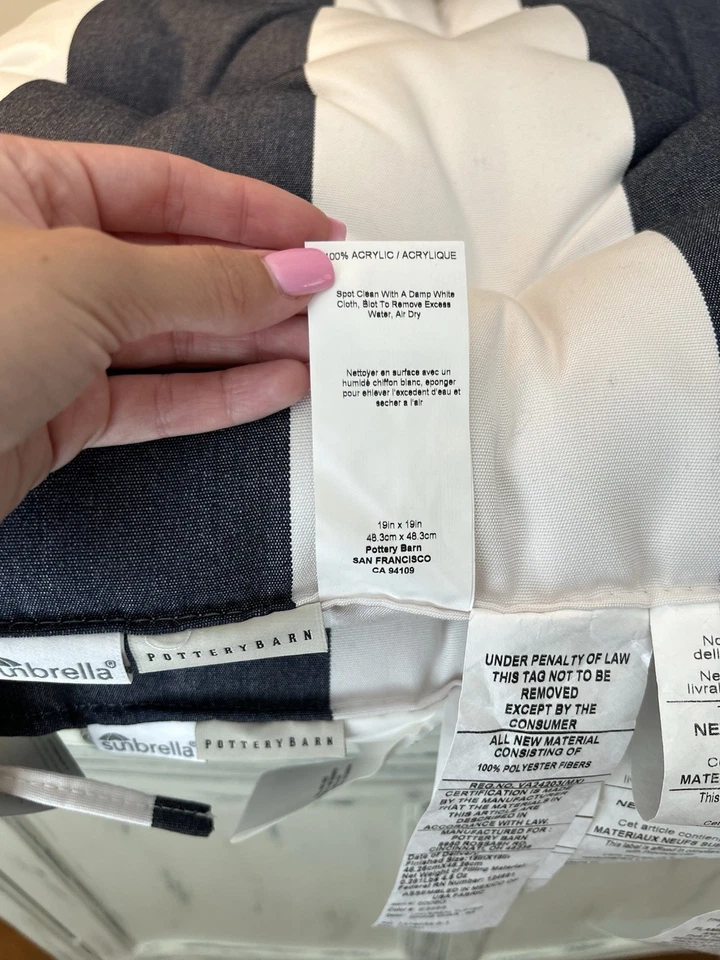 Cojines para silla de comedor de exterior Pottery Barn Sunbrella (2) blanco marino Foto 4 de 4