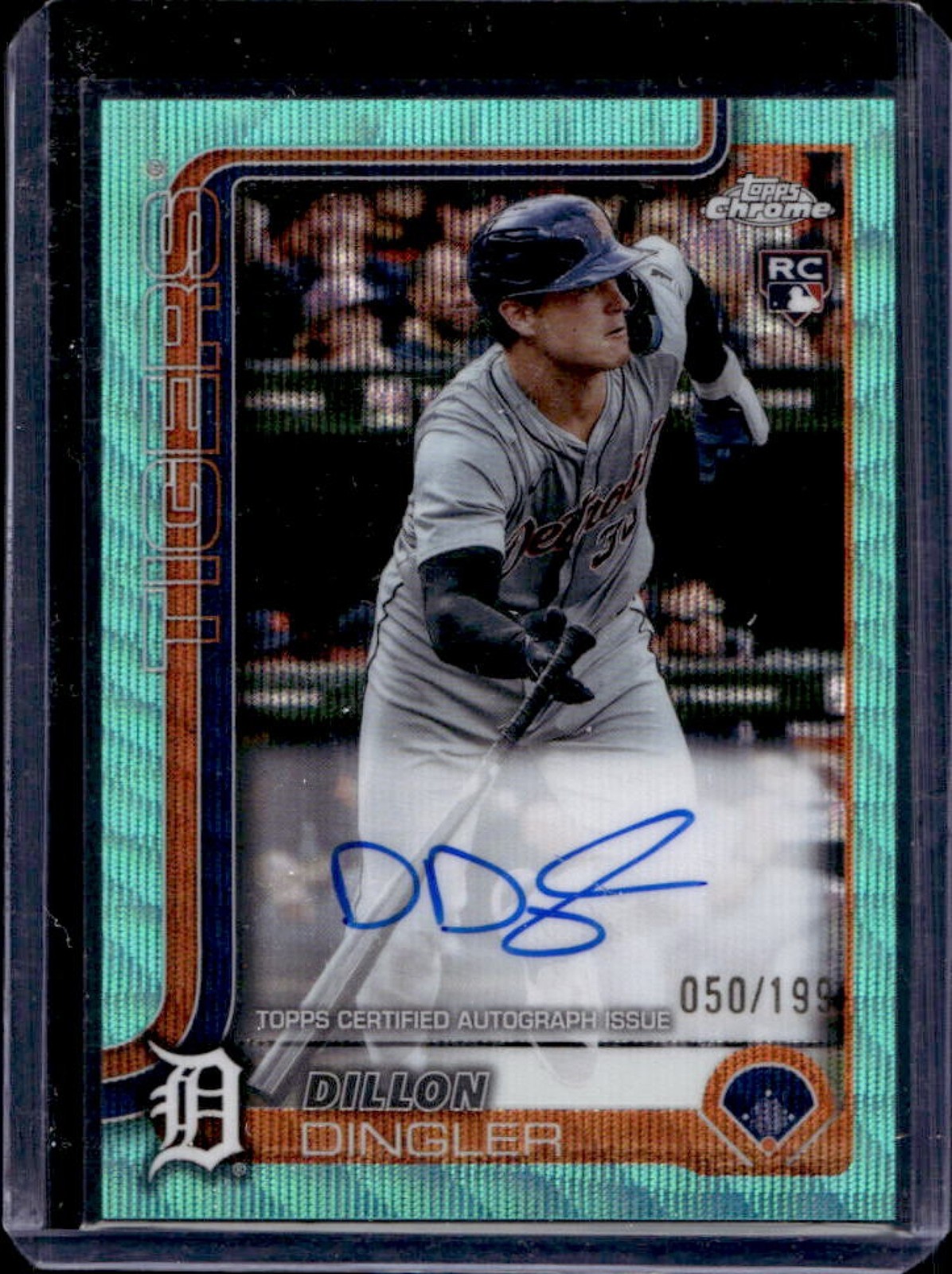 2025 Topps Chrome Dillon Dingler Rookie Auto RC Aqua Wave Refractor #50/199