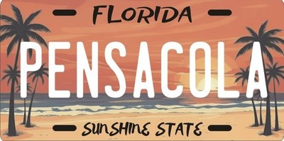 Pensacola Florida Tropical Beach Aluminum License Plate