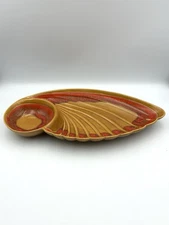 Vintage 1960's Made in the USA California Pottery Chip and Dip Divided Wing Dish