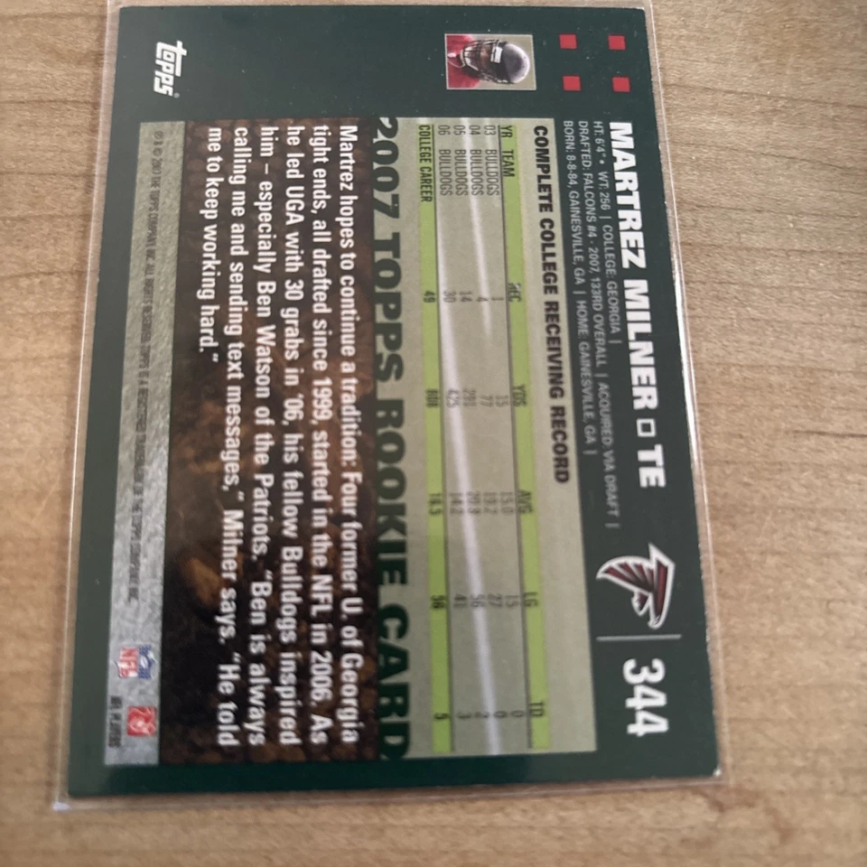 2007 Topps - #344 Martrez Milner (RC) - Image 2 of 2